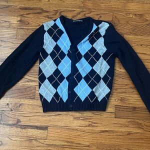 Brandy Melville Argyle Cardigan Sweater - Blue and Black